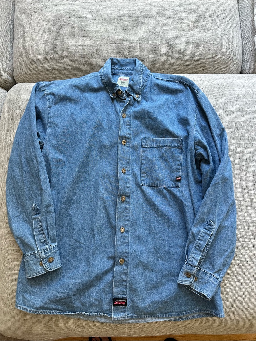 Dickies Denim Long Sleeve Work Shirt Men’s XL